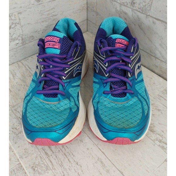 Saucony Ride 9 Everun Running Shoes Athletic Sneakers Teal/Purple Women's 7.5 - Picture 2 of 11
